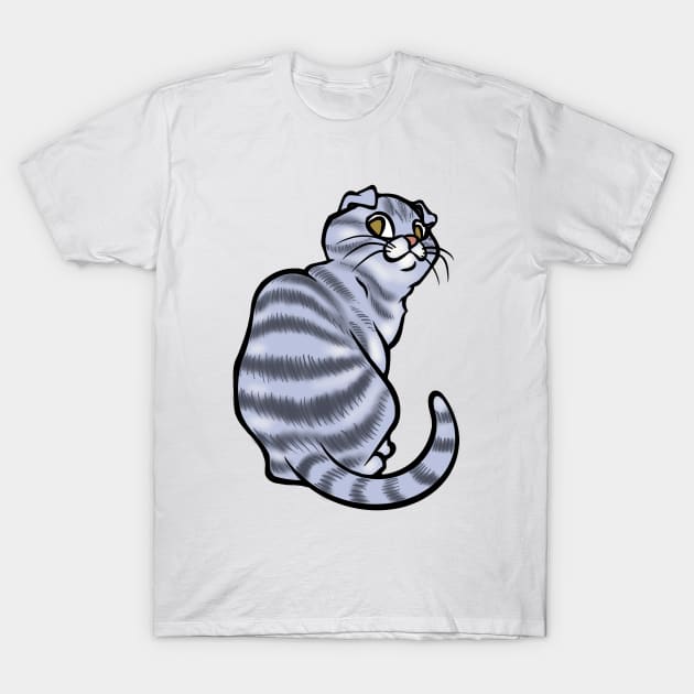 Silver Tabby Scottish Fold T-Shirt by RJKpoyp